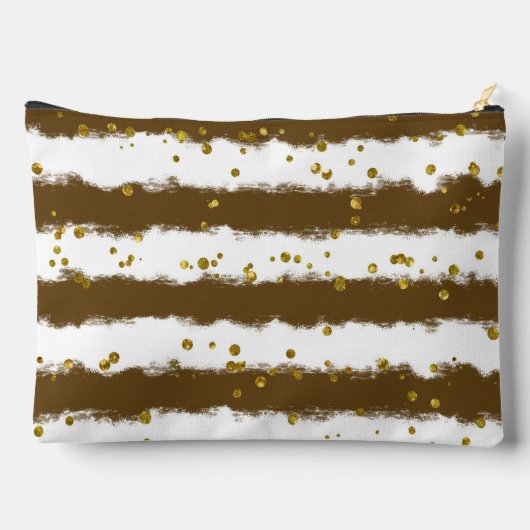 Bruine en witte strepen met gouden Stippen Etui (Achterkant)