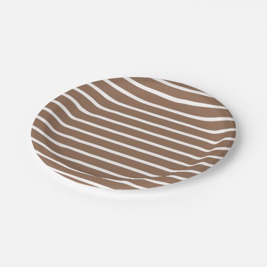 Bruine en witte strepen papieren bordje (Gekanteld)