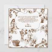 Bruine en witte Toile de Jouy bruiloftsdouche Bedankkaart (Achterkant)
