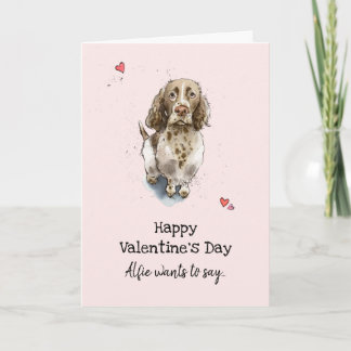 Bruine en witte Valentijn van Springer Spaniel Kaart