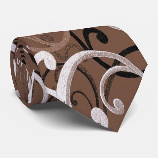 Bruine en witte wervelingen stropdas (Opgerold)