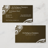 Bruine en witte wervelingen visitekaartje (Voorkant / Achterkant)