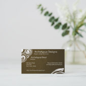 Bruine en witte wervelingen visitekaartje (Staand voorkant)