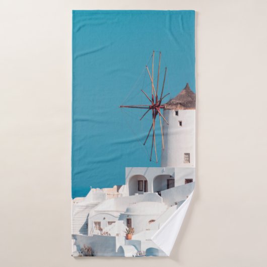Bruine en witte windmolen badhanddoek (Badhanddoek)