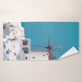 Bruine en witte windmolen badhanddoek (Badhanddoek)
