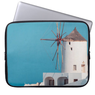Bruine en witte windmolen laptop sleeve