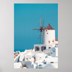 Bruine en witte windmolen poster