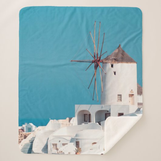 Bruine en witte windmolen sherpa deken (Voorkant)