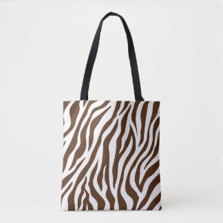 Bruine en witte zebra print Canvas tas