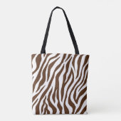 Bruine en witte zebra print Canvas tas (Achterkant)