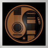 Bruine en zwarte akoestische gitaren Yin Yang Poster (Voorkant)