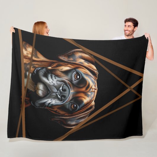 Bruine en zwarte brindle Boxer Lab hond Fleece Deken (In situ)