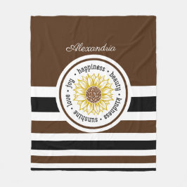 Bruine en zwarte Inspirerend zonnebloem Fleece Deken