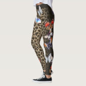 Bruine en zwarte luipaard kleurrijke vlinders leggings (Links)