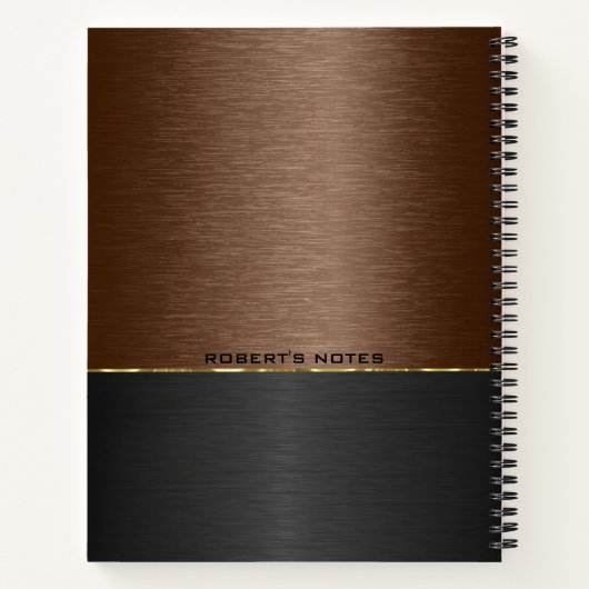 Bruine en zwarte metalen achtergrond notitieboek (Achterkant)