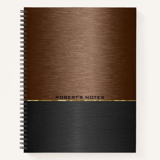 Bruine en zwarte metalen achtergrond notitieboek (Voorkant)