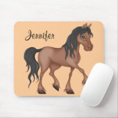 Bruine en zwarte paarden muismat (Met muis)