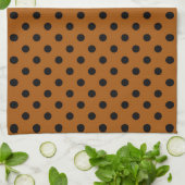 Bruine en zwarte polka-stippen theedoek (Gevouwen)