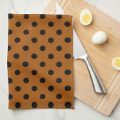 Bruine en zwarte polka-stippen theedoek (Quarter Fold)