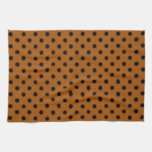 Bruine en zwarte polka-stippen theedoek (Horizontaal)