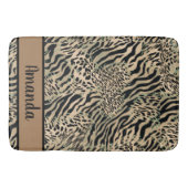 Bruine en zwarte tijger en zebraafdrukken badmat (Voorkant)