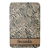 Bruine en zwarte tijger en zebraafdrukken badmat (Voorkant Verticaal)