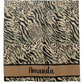 Bruine en zwarte tijger en zebraafdrukken douchegordijn (Voorkant)