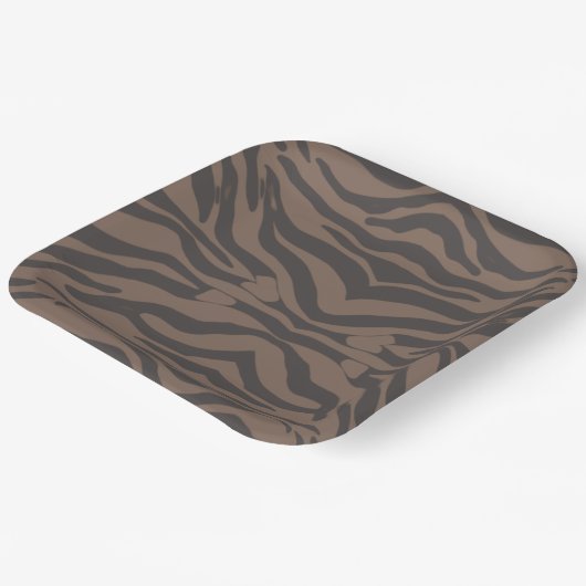 Bruine en zwarte tijgerstrepen papieren bordje (Gebogen)