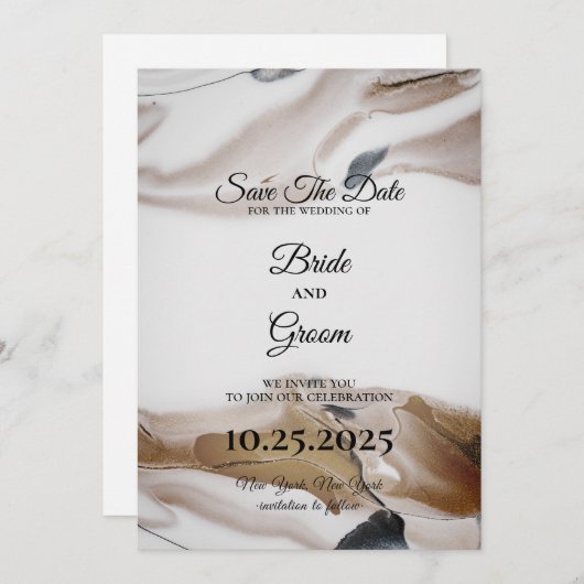 Bruine en zwarte Waterverf Bespaar de datumkaart Kaart (Voorkant / Achterkant)