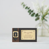 Bruine en zwarte zadeltas visitekaartje (Staand voorkant)
