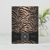 Bruine en zwarte Zebra huwelijksuitnodigingen Kaart (Staand voorkant)