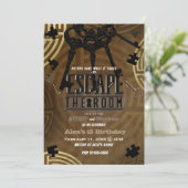 Bruine Escape Room Moord Mysterie Dinner Party Kaart (Staand voorkant)