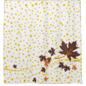 Bruine esdoornbladeren en gele stippen herfst douchegordijn (Voorkant)