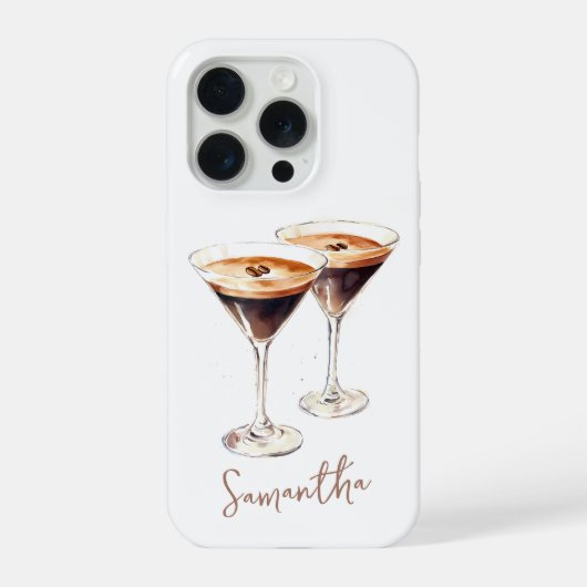 Bruine Espresso Martini Coffee Cocktail Aangepaste iPhone Hoesje (Achterkant)
