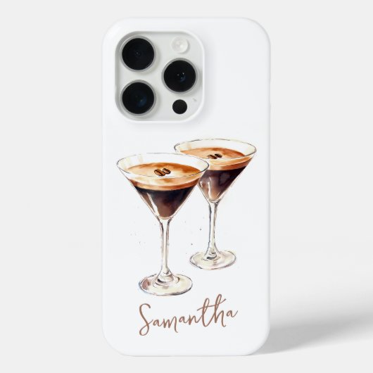 Bruine Espresso Martini Koffie Cocktail Aangepaste Case-Mate iPhone Case (Achterkant)
