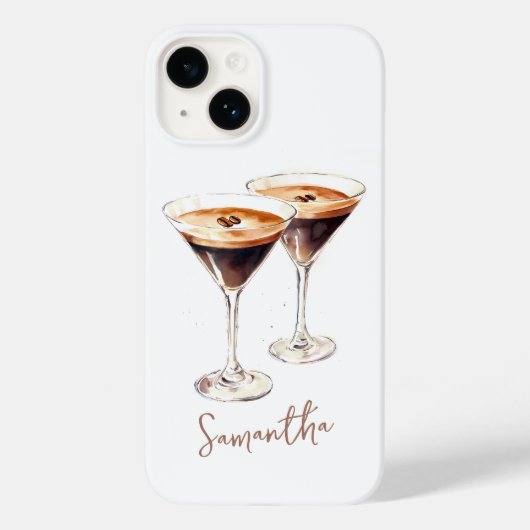 Bruine Espresso Martini Koffie Cocktail Aangepaste Case-Mate iPhone Case (Achterkant)