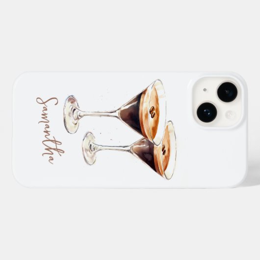 Bruine Espresso Martini Koffie Cocktail Aangepaste Case-Mate iPhone Case (Achterkant (horizontaal))