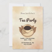 Bruine esthetische theepartij uitnodiging (Voorkant)