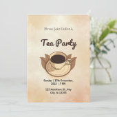 Bruine esthetische theepartij uitnodiging (Staand voorkant)