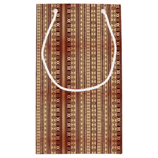 Bruine etnische textuur klein cadeauzakje (Achterkant)