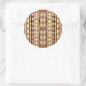 Bruine etnische textuur ronde sticker (Tas)
