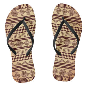 Bruine etnische textuur teenslippers