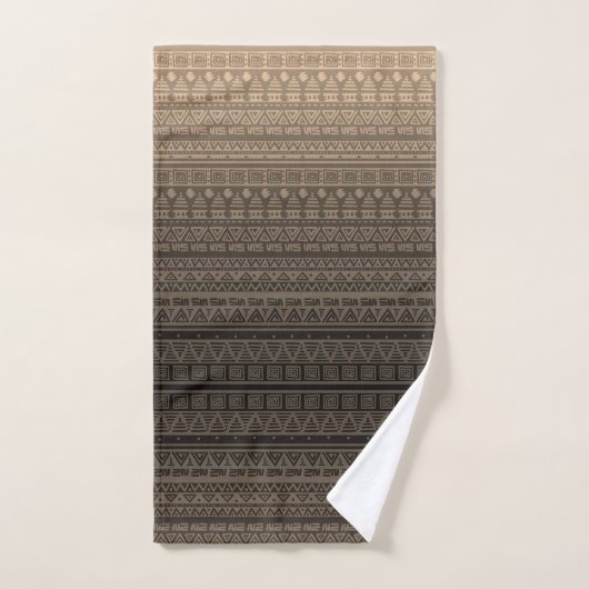 Bruine etnische versiering bad handdoek (Handdoek)
