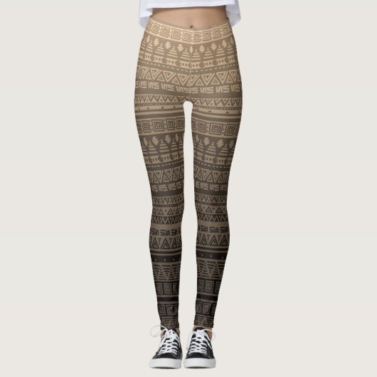 Bruine etnische versiering leggings (Voorkant)