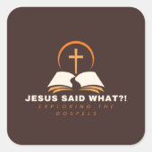 Bruine evangeliën gericht vierkante sticker (Voorkant)