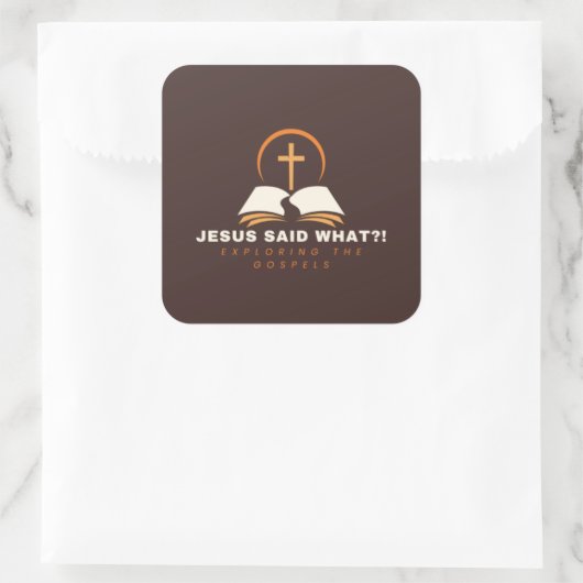 Bruine evangeliën gericht vierkante sticker (Tas)