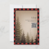 Bruine Evergreen Tree Rustic Pset Wedding QR Code RSVP Kaartje (Voorkant)