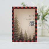 Bruine Evergreen Tree Rustic Pset Wedding QR Code RSVP Kaartje (Staand voorkant)
