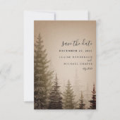 Bruine Evergreen Trees weddenschappen redden de da Save The Date (Voorkant)