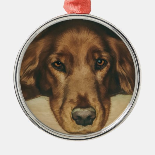Bruine Eyed Golden Irish Dog Metalen Ornament (Voorkant)